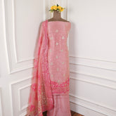 Glass Shimmer Baby Pink Unstitched Suit